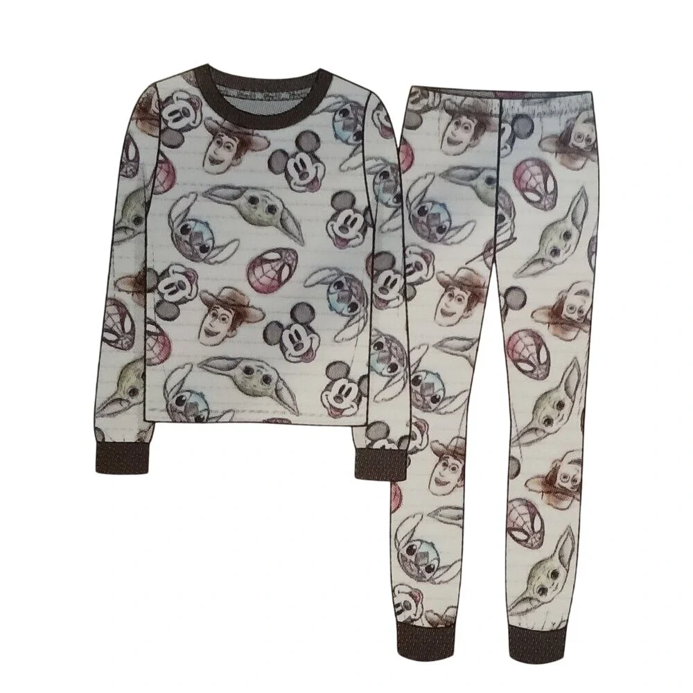 NWT Disney "100 Years" 2PC Pajamas S Disney + Marvel + Star Wars PJ's Cozy Yoda‎ - Picture 5 of 9